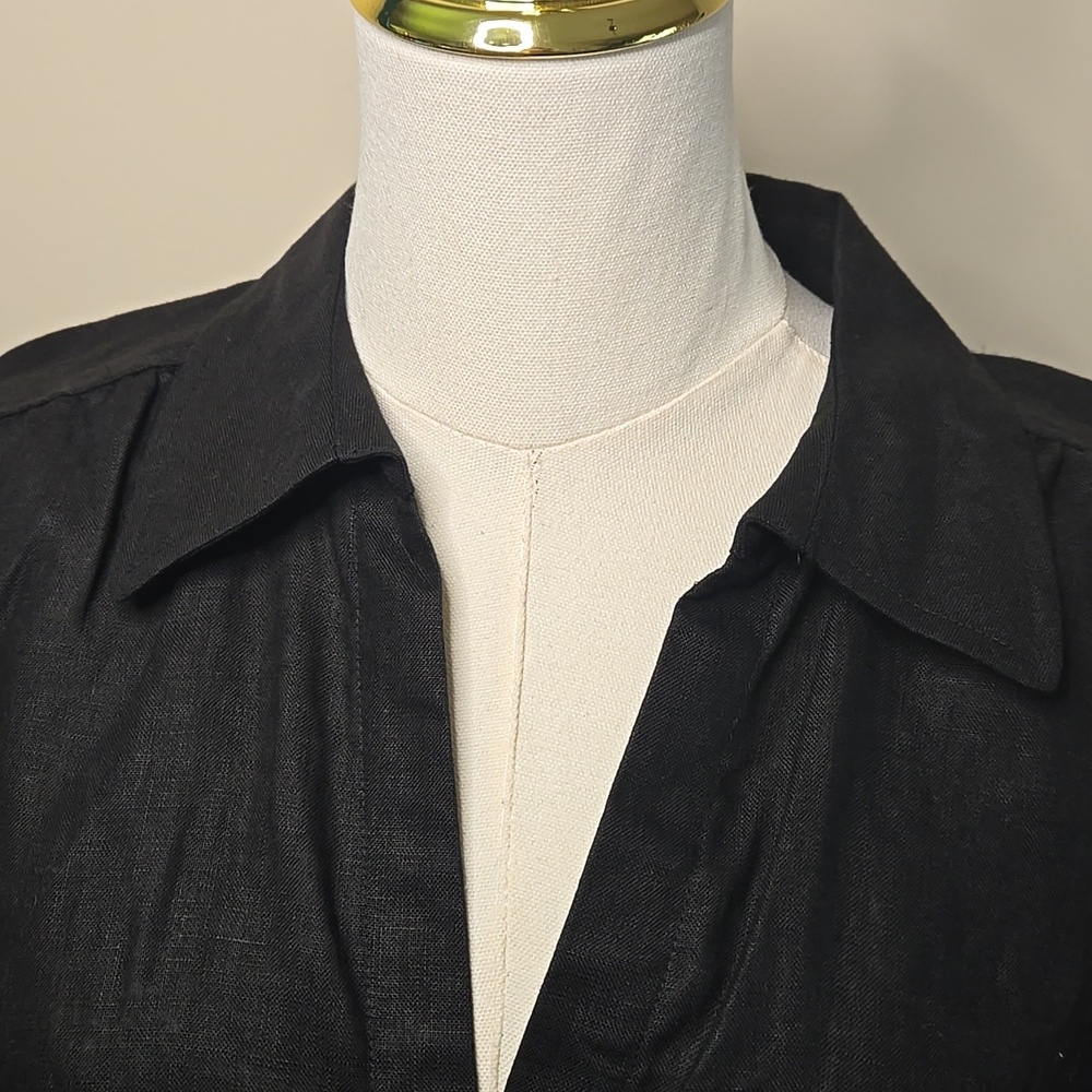 Talbots Black Button Down Irish Linen Shirt Classic Fit, Size M (Estimated) - Picture 4 of 6